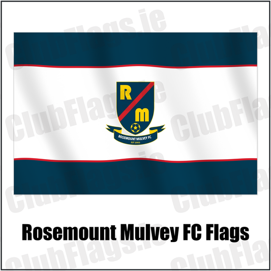 Rosemount Mulvey FC Flags with the club crest and colours, Dublin Football - ClubFlags.ie