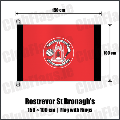 Rostrevor St Bronagh’s 150cm x 100cm Flag Pole Flag with Rings with the club crest and colours, Down GAA - ClubFlags.ie