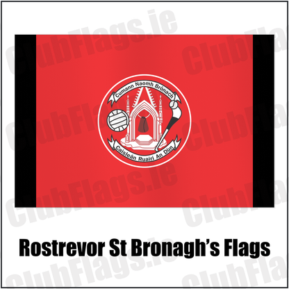 Rostrevor St Bronagh’s Flags with the club crest and colours, Down GAA - ClubFlags.ie