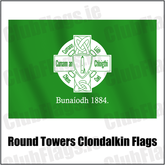 Round Towers Clondalkin Flags with the club crest and colours, Dublin GAA - ClubFlags.ie