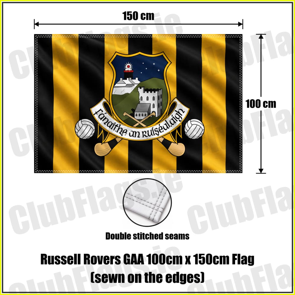 Russell Rovers GAA 100cm x 150cm Flag (sewn on the edges) - ClubFlags.ie
