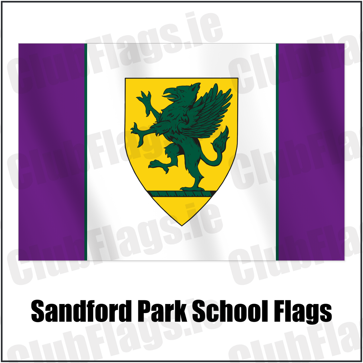 Sandford Park School Flags with the club crest and colours, Dublin Rugby - ClubFlags.ie