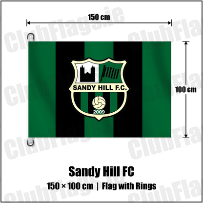 Sandy Hill FC 150cm x 100cm Flag Pole Flag with Rings with the club crest and colours, Armagh Football - ClubFlags.ie