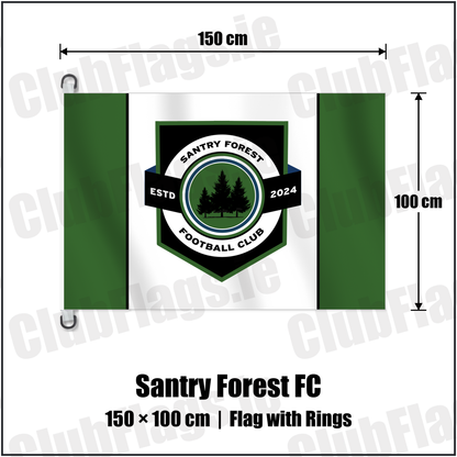 Santry Forest FC 150cm x 100cm Flag Pole Flag with Rings with the club crest and colours, Dublin Football - ClubFlags.ie