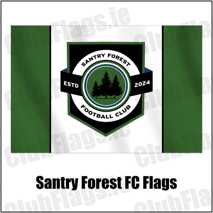 Santry Forest FC Flags with the club crest and colours, Dublin Football - ClubFlags.ie