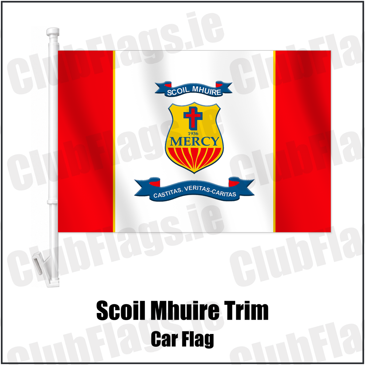 Scoil Mhuire Trim Car Flag with the club crest and colours, Meath GAA - ClubFlags.ie