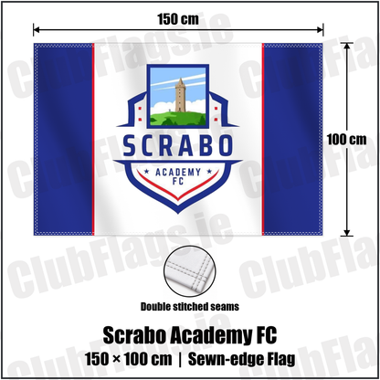Scrabo Academy FC 100cm x 150cm Flag (sewn on the edges) with the club crest and colours, Down Football - ClubFlags.ie