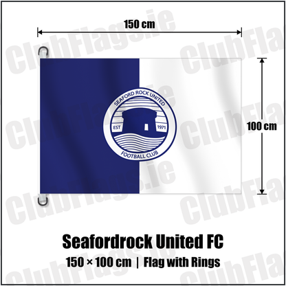 Seafordrock United FC 150cm x 100cm Flag Pole Flag with Rings with the verified club crest and colours, Dublin Football - ClubFlags.ie