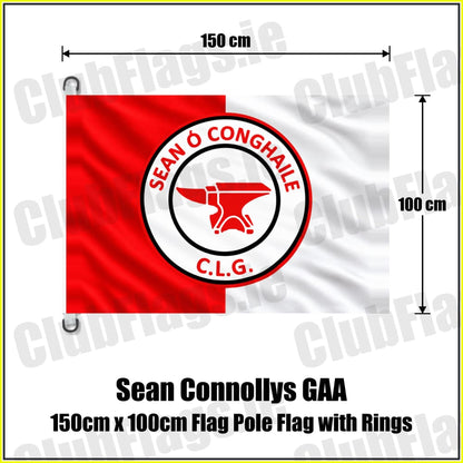 Sean Connollys GAA 150cm x 100cm Flag Pole Flag with Rings - ClubFlags.ie