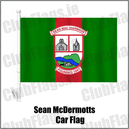Sean McDermotts Car Flag, featuring the club crest and green and red colours; County Louth GAA. ClubFlags.ie.