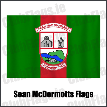 Sean McDermotts Flags, featuring the club crest and green and red colours; County Louth GAA. ClubFlags.ie.