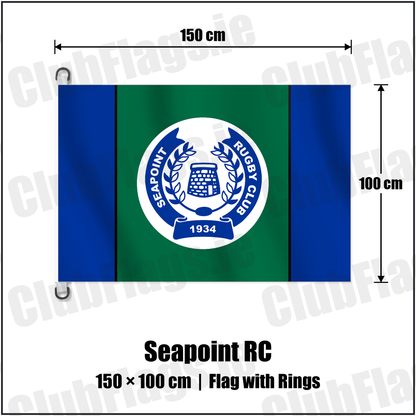 Seapoint RC 150cm x 100cm Flag Pole Flag with Rings with the club crest and colours, Dublin Rugby - ClubFlags.ie