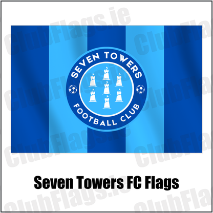 Seven Towers FC Flags with the club crest and colours, Antrim Football - ClubFlags.ie