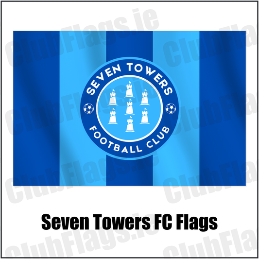 Seven Towers FC Flags with the club crest and colours, Antrim Football - ClubFlags.ie