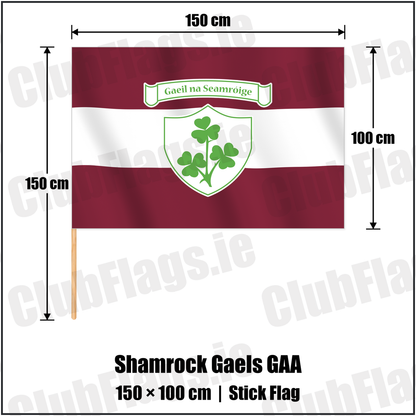 Shamrock Gaels GAA 100cm x 150cm Stick Flag with the club crest and colours, Sligo GAA - ClubFlags.ie