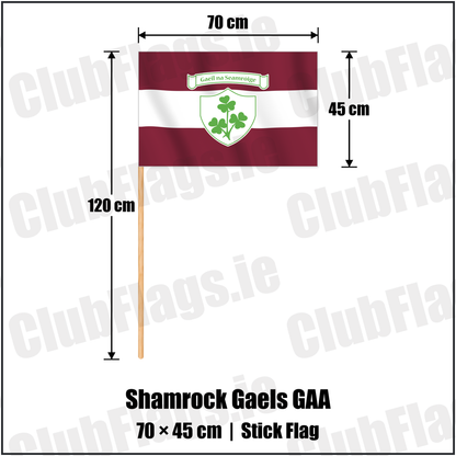 Shamrock Gaels GAA 45cm x 70cm Stick Flag with the club crest and colours, Sligo GAA - ClubFlags.ie