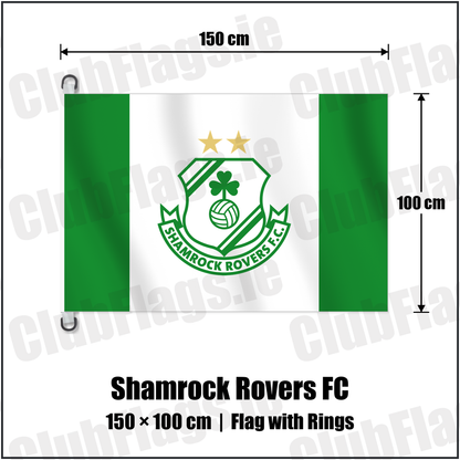 Shamrock Rovers FC 150cm x 100cm Flag Pole Flag with Rings with the club crest and colours, Dublin Football - ClubFlags.ie