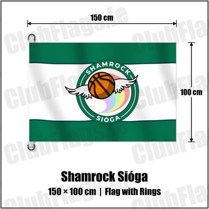 Shamrock Sióga 150cm x 100cm Flag Pole Flag with Rings with the club crest and colours, Dublin Basketball - ClubFlags.ie