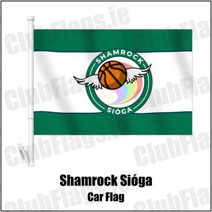 Shamrock Sióga Car Flag with the club crest and colours, Dublin Basketball - ClubFlags.ie
