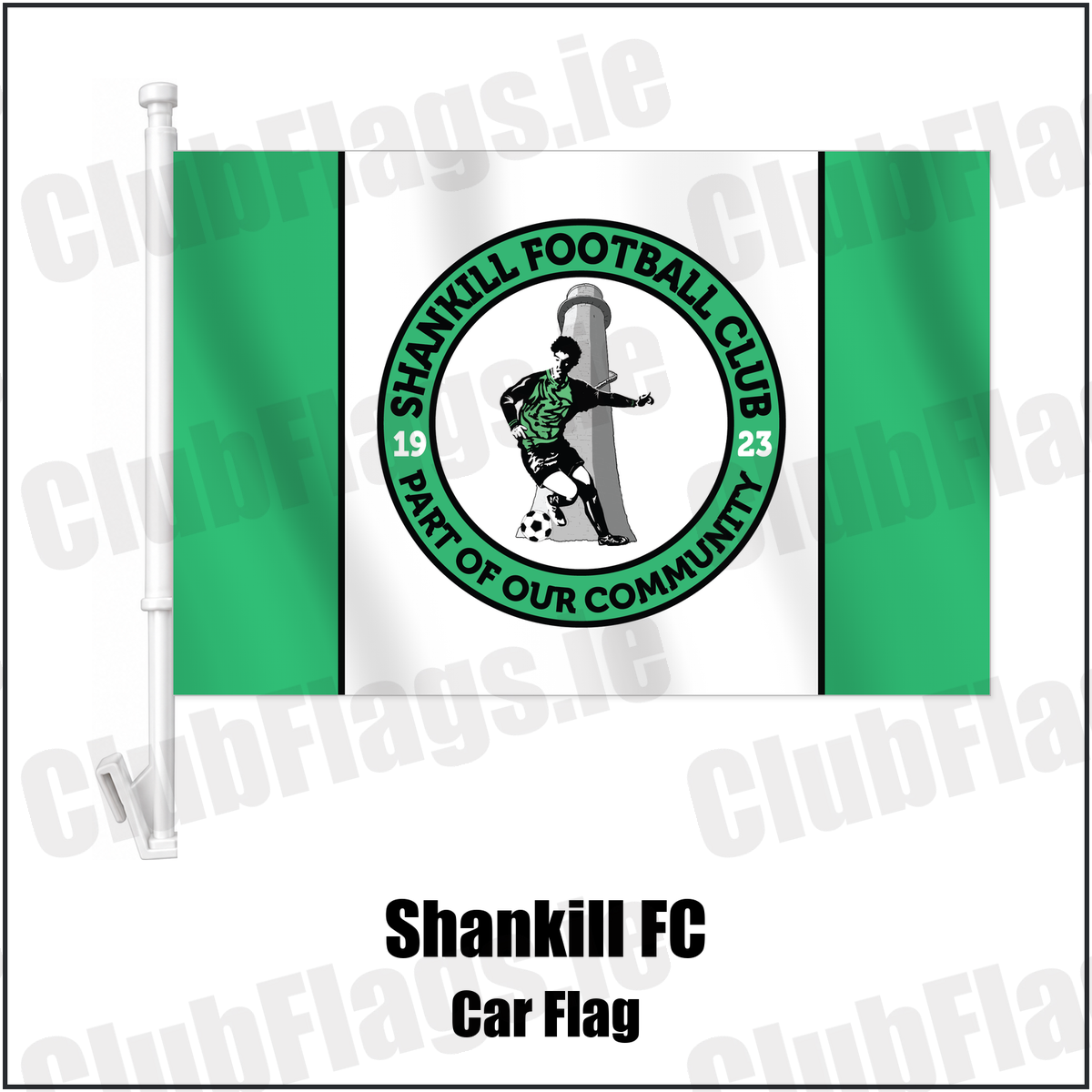 Shankill FC Car Flag with the club crest and colours, Dublin Football - ClubFlags.ie