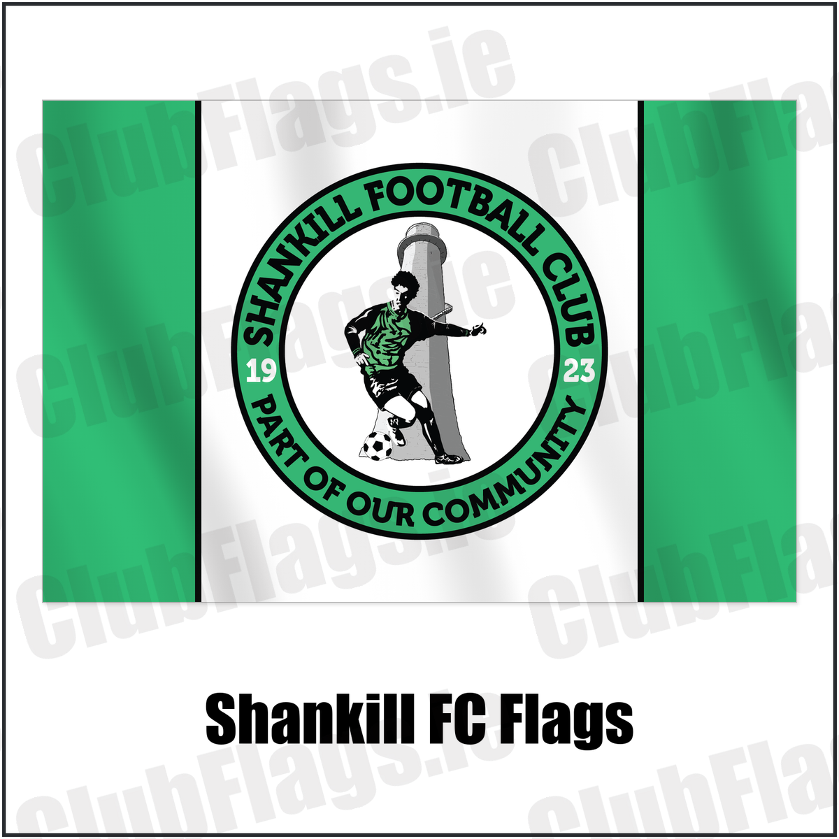 Shankill FC Flags with the club crest and colours, Dublin Football - ClubFlags.ie