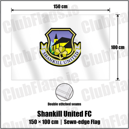 Shankill United FC 100cm x 150cm Flag (sewn on the edges) with the club crest and colours, Antrim Football - ClubFlags.ie