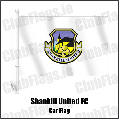 Shankill United FC Car Flag with the club crest and colours, Antrim Football - ClubFlags.ie