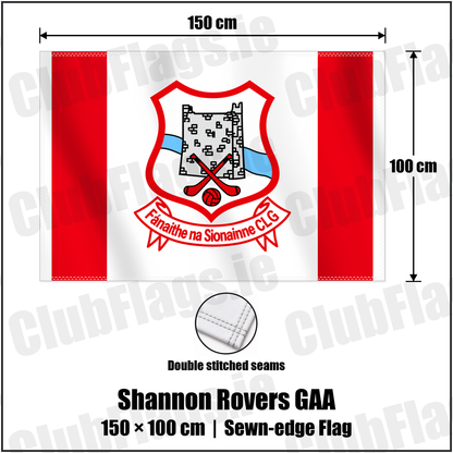 Shannon Rovers GAA 100cm x 150cm Flag (sewn on the edges) with the club crest and colours, Tipperary GAA - ClubFlags.ie