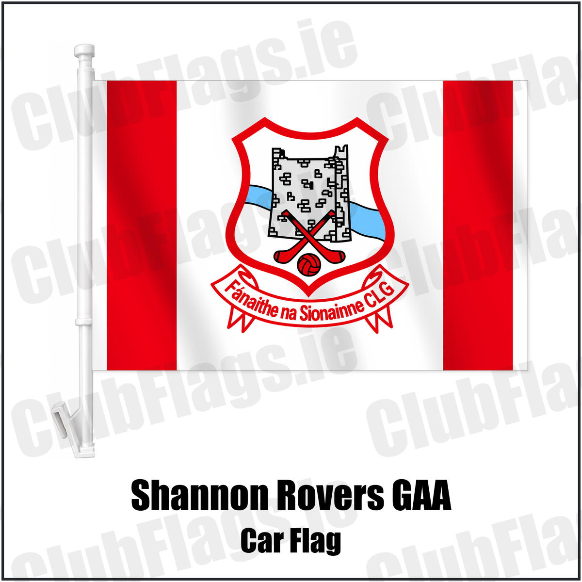 Shannon Rovers GAA Car Flag with the club crest and colours, Tipperary GAA - ClubFlags.ie