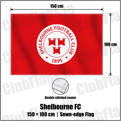 Shelbourne FC 100cm x 150cm Flag (sewn on the edges) with the club crest and colours, Dublin Football - ClubFlags.ie