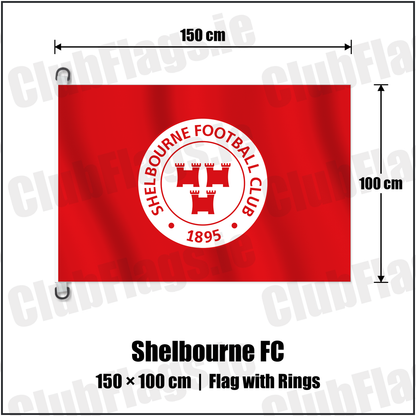 Shelbourne FC 150cm x 100cm Flag Pole Flag with Rings with the club crest and colours, Dublin Football - ClubFlags.ie