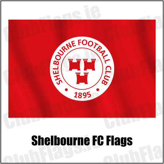 Shelbourne FC Flags with the club crest and colours, Dublin Football - ClubFlags.ie