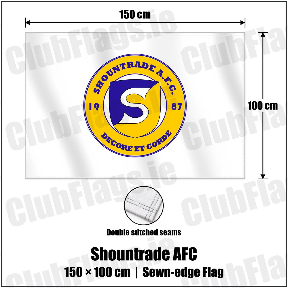 Shountrade AFC 100cm x 150cm Flag (sewn on the edges) with the club crest and colours, Limerick Football - ClubFlags.ie