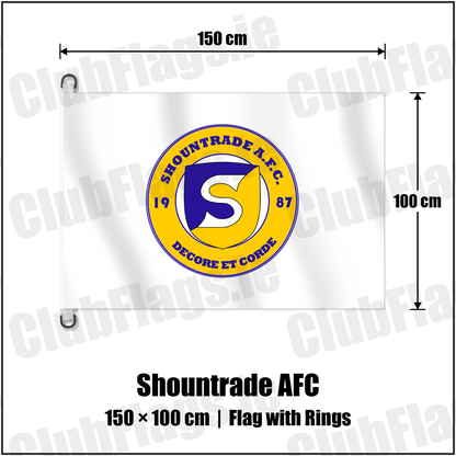 Shountrade AFC 150cm x 100cm Flag Pole Flag with Rings with the club crest and colours, Limerick Football - ClubFlags.ie