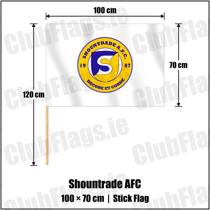 Shountrade AFC 70cm x 100cm Stick Flag with the club crest and colours, Limerick Football - ClubFlags.ie