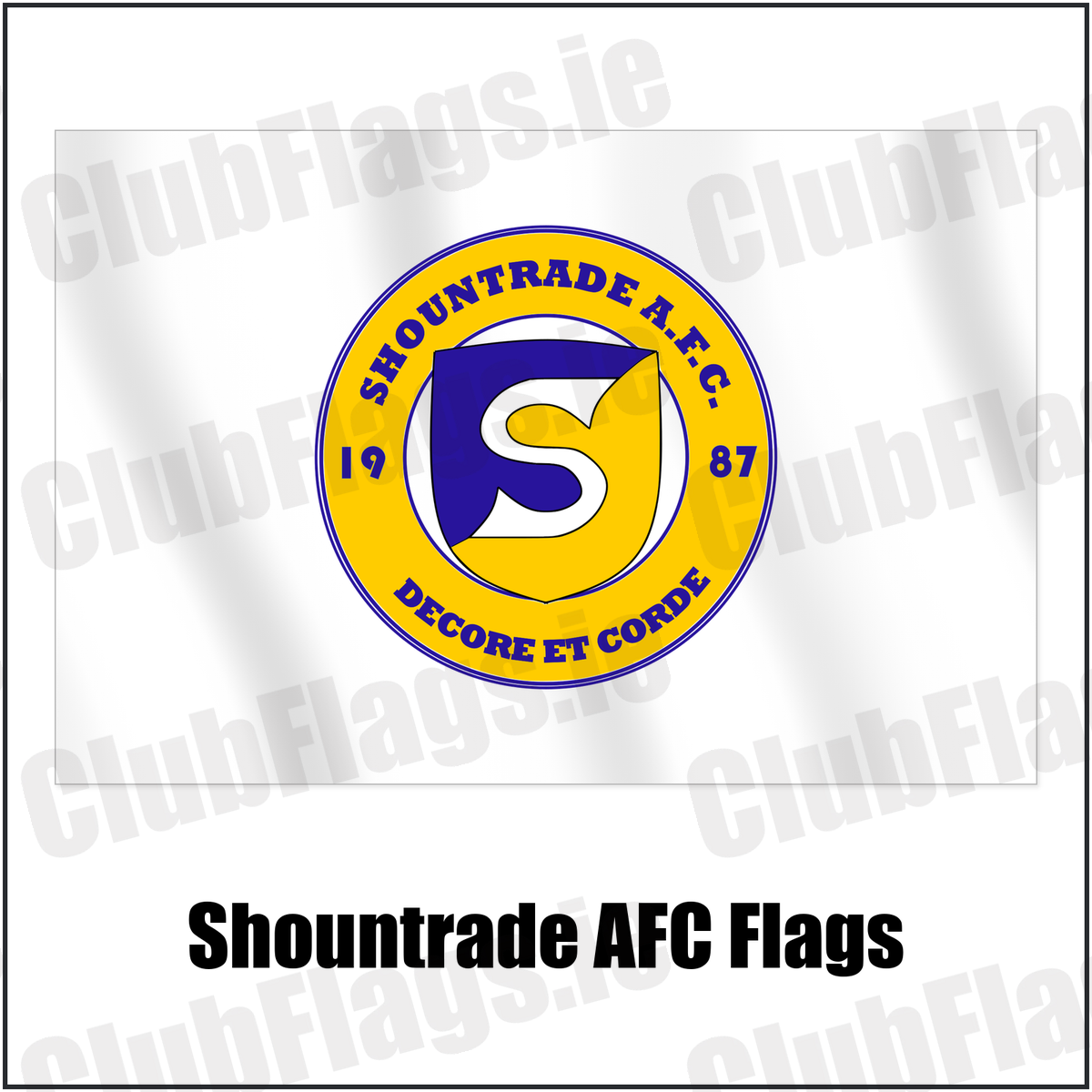 Shountrade AFC Flags with the club crest and colours, Limerick Football - ClubFlags.ie