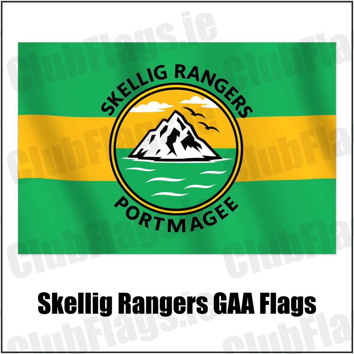 Skellig Rangers GAA Flags with the verified club crest and colours, Kerry GAA - ClubFlags.ie