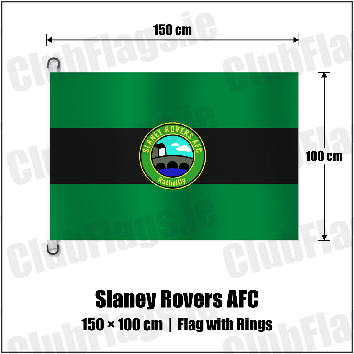 Slaney Rovers AFC 150cm x 100cm Flag Pole Flag with Rings with the club crest and colours, Carlow football - ClubFlags.ie