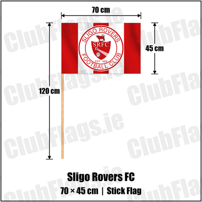 Sligo Rovers FC 45cm x 70cm Stick Flag with the club crest and colours, Sligo Football - ClubFlags.ie