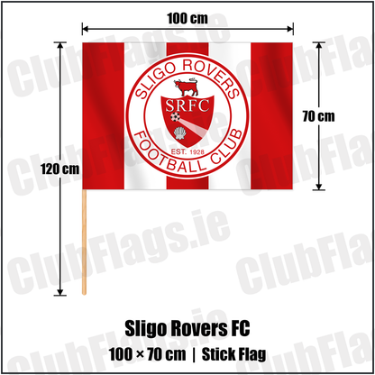 Sligo Rovers FC 70cm x 100cm Stick Flag with the club crest and colours, Sligo Football - ClubFlags.ie
