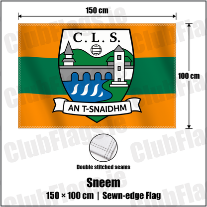 Sneem 100cm x 150cm Flag (sewn on the edges) with the verified club crest and colours, Kerry GAA - ClubFlags.ie