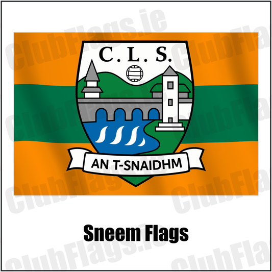 Sneem Flags with the verified club crest and colours, Kerry GAA - ClubFlags.ie