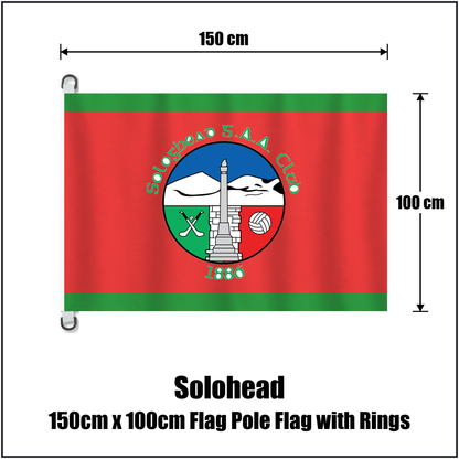 Solohead 150cm x 100cm Flag Pole Flag with Rings, featuring the club crest and green and red colours; County Tipperary GAA. ClubFlags.ie.