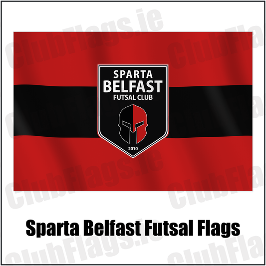 Sparta Belfast Futsal Flags with the club crest and colours, Antrim Football - ClubFlags.ie