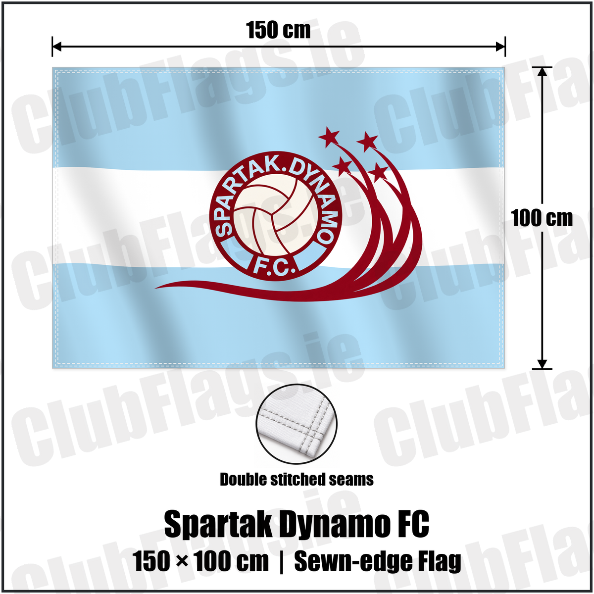 Spartak Dynamo FC 100cm x 150cm Flag (sewn on the edges) with the club crest and colours, Dublin Football - ClubFlags.ie