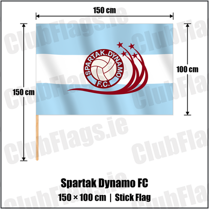 Spartak Dynamo FC 100cm x 150cm Stick Flag with the club crest and colours, Dublin Football - ClubFlags.ie