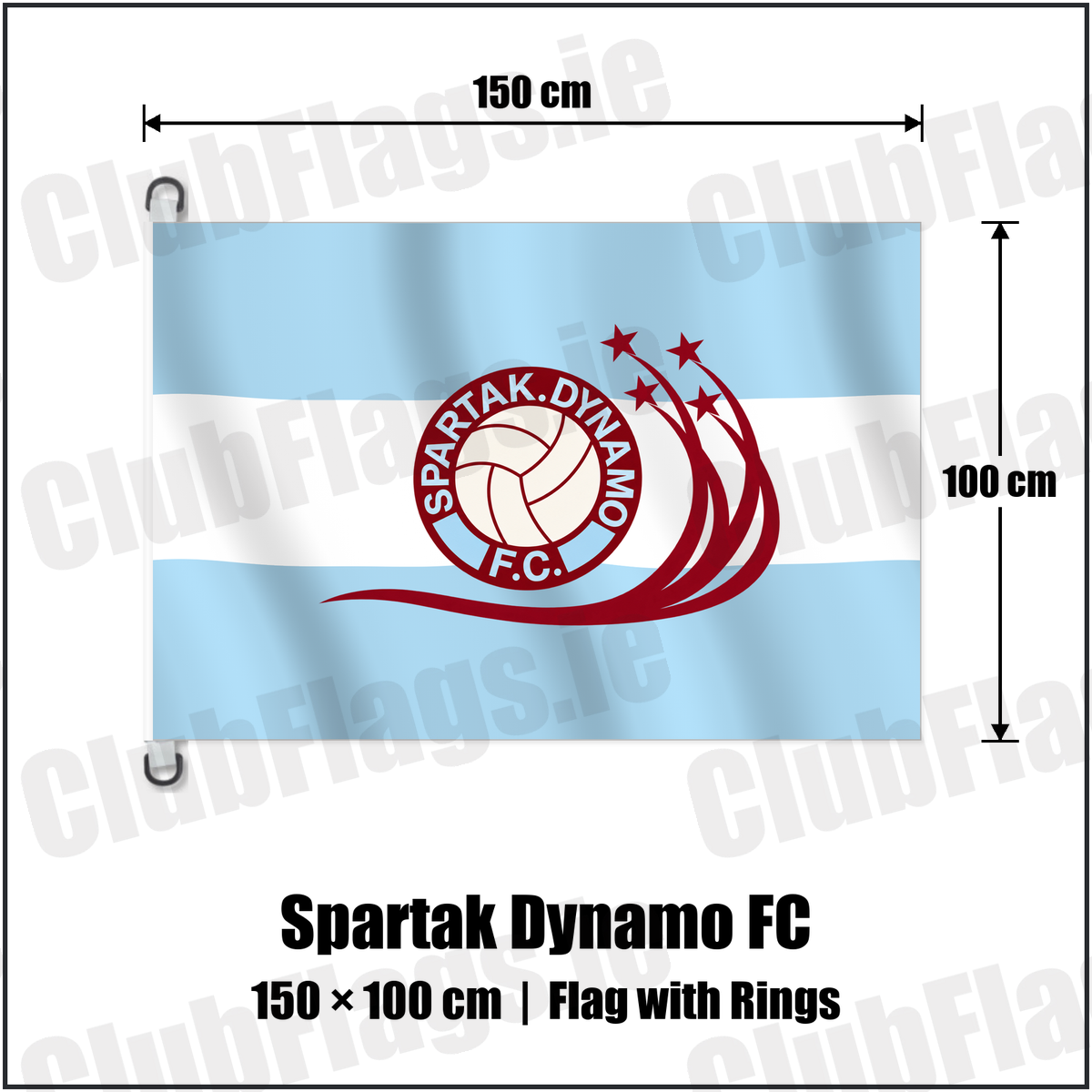 Spartak Dynamo FC 150cm x 100cm Flag Pole Flag with Rings with the club crest and colours, Dublin Football - ClubFlags.ie