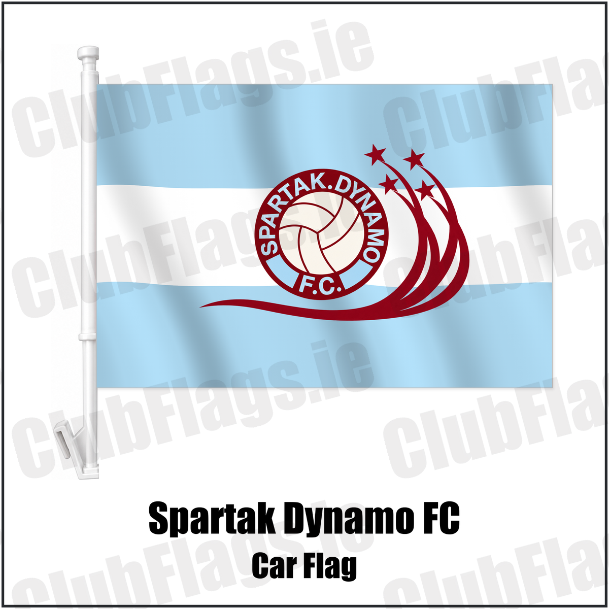Spartak Dynamo FC Car Flag with the club crest and colours, Dublin Football - ClubFlags.ie