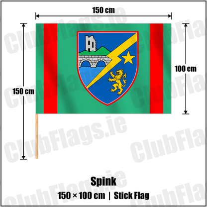 Spink 100cm x 150cm Stick Flag with the club crest and colours, Laois GAA - ClubFlags.ie