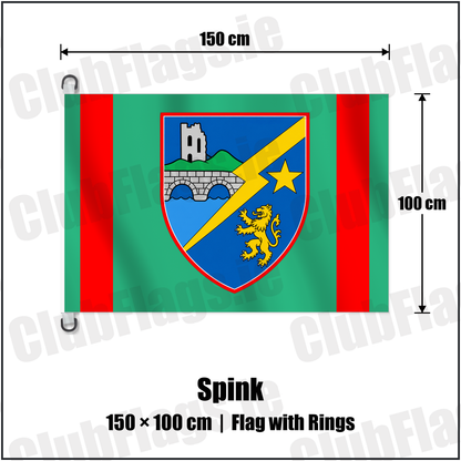 Spink 150cm x 100cm Flag Pole Flag with Rings with the club crest and colours, Laois GAA - ClubFlags.ie